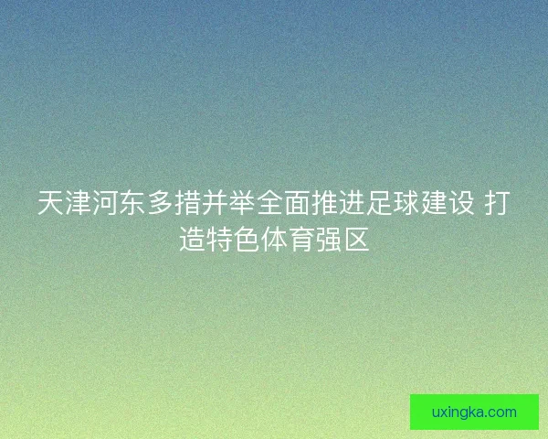 天津河东多措并举全面推进足球建设 打造特色体育强区 天津河东多措并举全面推进足球建设 打造特色体育强区