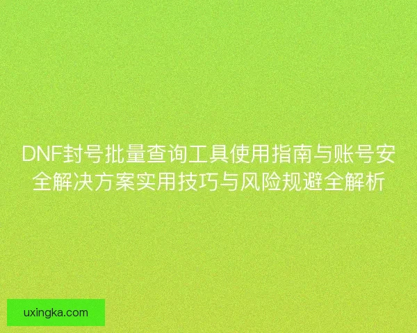DNF封号批量查询工具使用指南与账号安全解决方案实用技巧与风险规避全解析